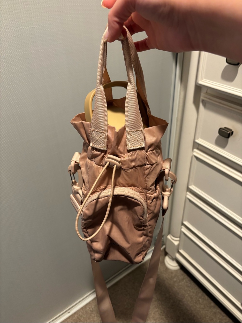 CALPAK Pink Compact Drawstring Crossbody Bag// Mauve - Picture 4 of 4